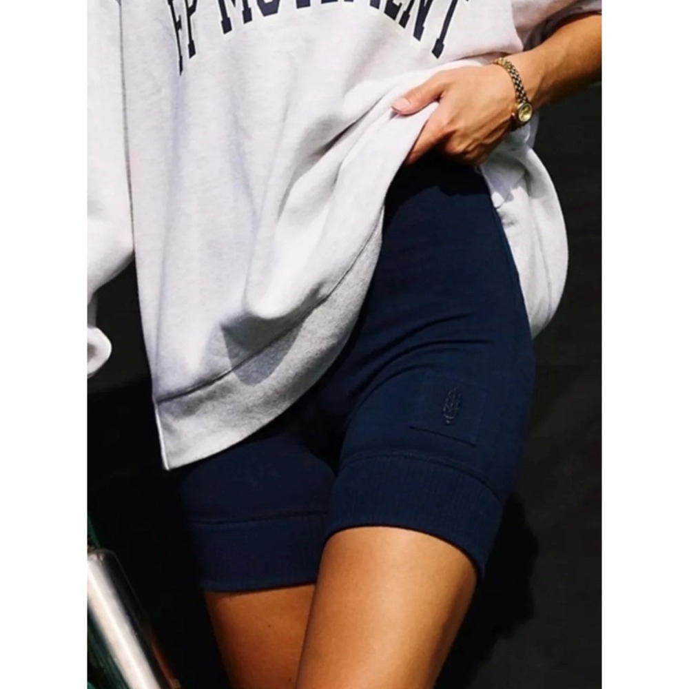Free People Movement Victory Biker Shorts Navy Blue XS